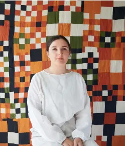  ??  ?? Ruby Joy Eade loves using found fabrics with a history to make her quilts and cushions