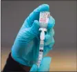  ?? Brian Cassella / TNS ?? A syringe of the Moderna COVID-19 vaccine is prepared.
