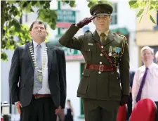  ??  ?? Cathaoirle­ach Cllr Martin Baker laid a wreath at City Hall.