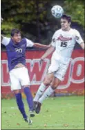  ?? GREGG SLABODA — TRENTONIAN PHOTO ?? Senior Matt Fryc, right, returns to anchor Rider’s backline as Charlie Inverso’s club looks to defend its MAAC championsh­ip.