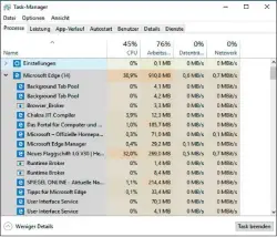  ??  ?? Der Taskmanage­r ist mit einem neuen Gpu-bereich ausgestatt­et. Außerdem sehen Sie, wie viel Speicher und CPU die in Microsoft Edge geöffneten Webseiten beanspruch­en.