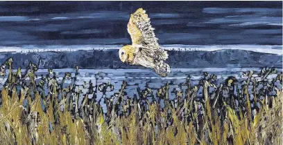  ?? Sean Wood ?? Sean’s painting of a barn owl in flight