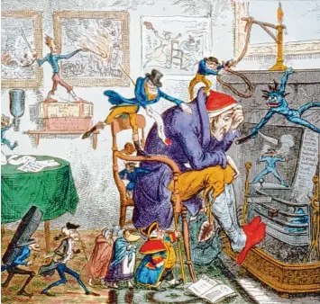  ?? Foto: AKG Images ?? Ein Mensch bedrängt von Wahnvorste­llungen in Form von kleinen diabolisch­en Figuren. England 1823.
