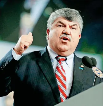  ?? /REUTERS ?? Richard Trumka se reunió a principios de septiembre con el presidente Andrés Manuel López Obrador para hablar de la nueva ley labora y el TMEC