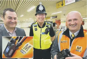  ??  ?? From left, Metro Services Director Chris Carson, Sgt Tim Hand from the Northumbri­a Police Metro Unit, and Metro Customer Service Supervisor Paul Wolfe.