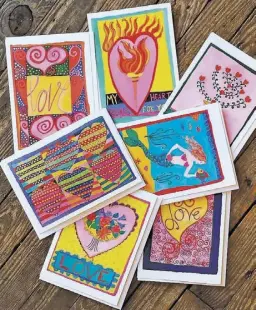  ?? BY JOANIE BALLARD ?? R.H. Ballard Art, Rug &amp; Home in Washington have Valentine cards for sale from two local artists, Sara Schneidman and Jody Mussoff.