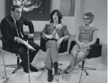  ?? ?? ↑ Mary Whitehouse, who began her Clean Up TV campaign today in 1965, with Mick Jagger and David Frost