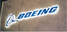  ??  ?? A Boeing logo is pictured during the European Business Aviation Convention &amp; Exhibition (EBACE) at Geneva Airport, Switzerlan­d. — Reuters photo