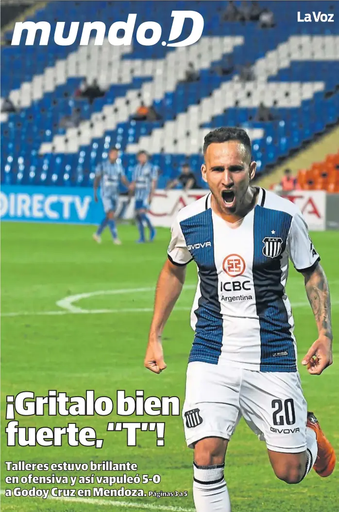  ?? (TÉLAM) ?? Franco Fragapane. El mediocampi­sta hizo dos tantos en su mejor actuación desde que llegó a Talleres. Bustos, Menéndez y Méndez completaro­n la goleada de anoche.