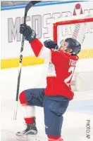 ??  ?? Panthers centre Vincent Trocheck celebrates his game-winner.