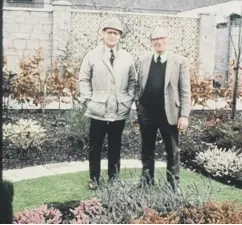  ??  ?? Garden guru Jim Mccoll, seen here in Beechgrove on his own and alongside former presenter George Barron