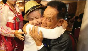  ?? Picture: Getty ?? „ South Korean Lee Geum-sum, 92, meets her North Korean son Lee Sung-chul, 71, during a reunion meeting of separated families at the Mount Kumgang resort in North Korea.