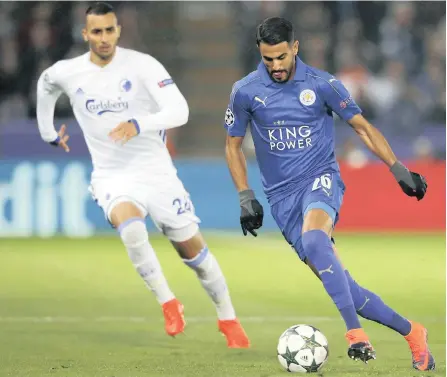  ?? PICTURE: REUTERS ?? MAN OF THE MOMENT: Riyad Mahrez scored for Leicester Vity as the beat Copenhagen 1-0 in the Champions League on Tuesday night to make it a perfect three out of three for the English champions.