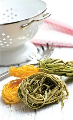  ?? TRIBUNE CONTENT AGENCY ?? Two kinds of fresh fettuccine are used to make this pasta dish.