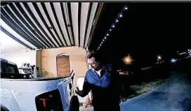  ?? [PHOTO BY MOORE POLICE] ?? This is an image from a bodycam video released Thursday by Moore police of Rep. Mark McBride describing the discovery of a GPS tracker underneath his truck.