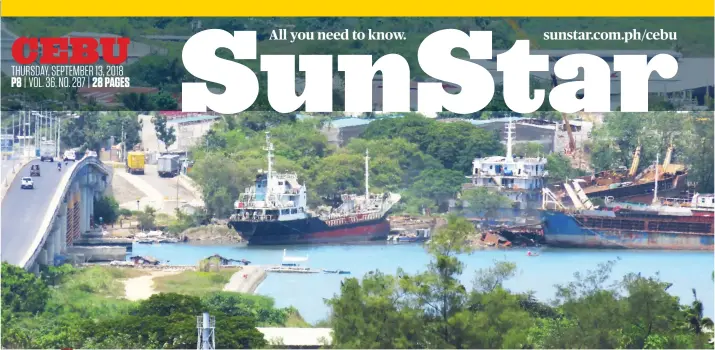  ?? SUNSTAR FOTO / ALlAN CUIZON ?? CANSAGA BAY. The proposed fourth Cebu-Mactan bridge will be built somewhere in the area of Mandaue City and Cansaga, Consolacio­n.