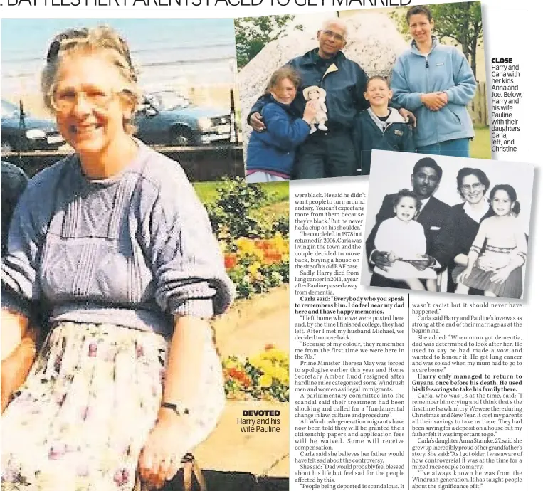  ??  ?? CLOSE Harry and Carla with her kids Anna and Joe. Below, Harry and his wife Pauline with their daughters Carla, left, and Christine