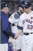 ?? TOM PENNINGTON/GETTY IMAGES ?? It was another rough outing for Astros closer Ken Giles Saturday as he gave up three runs in the ninth inning of L.A.’s 6-2 victory.