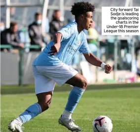  ??  ?? City forward Tai Sodje is leading the goalscorin­g charts in the Under-18 Premier League this season