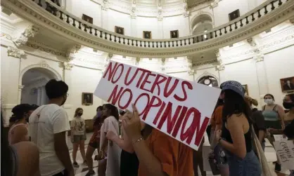  ?? Photograph: Bob Daemmrich/Zuma Press Wire/Rex/Shuttersto­ck ?? Protesters rally at the Texas capitol to protest Governor Greg Abbott’s signing of the nation’s strictest abortion law.