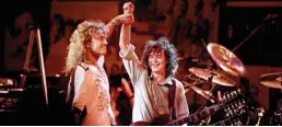  ??  ?? In this file photo taken on May 14, 1988 singer Robert Plant (left) and guitarist Jimmy Page perform during a Led Zeppelin reunion concert at Madison Square Garden in New York.