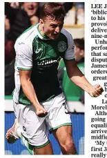  ?? ?? POINT MADE: Josh Campbell celebrates late leveller for Hibs