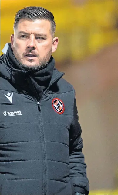  ??  ?? PLAYER DEVELOPMEN­T: Above: Dundee United joint U18s coach Tam Courts; Above right: First team boss Micky Mellon, left, and sporting director Tony Asghar; Right: Youngster Kai Fotheringh­am in first team action against Peterhead in the Betfred Cup earlier this season.