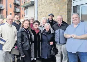  ??  ?? Buttermere Drive residents in Oswaldtwis­tle with Councillor­s Sara Britcliffe and Stewart Eaves, celebratin­g after plans for a storage yard have been thrown out for a second time.