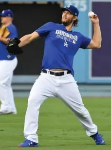  ?? JAYNE KAMIN-ONCEA/USA TODAY SPORTS ?? Clayton Kershaw, the Dodgers’ Game 6 starter, limited the Cubs to two hits over seven shutout innings in Game 2.