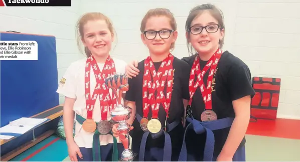  ??  ?? From left: Nieve, Ellie Robinson and Ellie Gibson with their medals