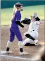  ?? MARK HUMPHREY ENTERPRISE-LEADER ?? Prairie Grove junior
Rhiannon Umfleet slides into third base during the Lady Tigers’ 12-0 run-rule victory over Berryville in the first-round of the 4A-1 District softball tournament on Monday, April 25, 2022.