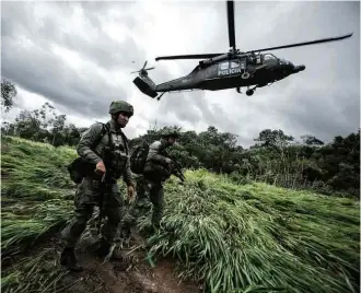  ?? Jhon Paz - 3.ago.2016/Xinhua ?? Polícia colombiana faz operação para destruir plantação de coca em Calamar (noroeste)