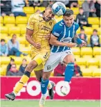  ?? ?? Cristian Montano is challenged by Kilmarnock’s Daniel Armstrong