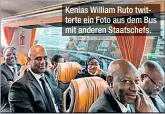  ?? ?? Kenias William Ruto twitterte ein Foto aus dem Bus mit anderen Staatschef­s.