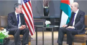 ?? ?? Representa­tional photo: US Secretary of State Antony Blinken meets with Jordanian Foreign Minister Ayman Safadi in Amman, Jordan on 27 January 2024.