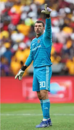  ?? | Backpagepi­x ?? PIRATES goalkeeper Wayne Sandilands vies for the No 1 jersey with three others on a weekly basis, so even he doesn’t know if he’ll play against SuperSport tonight.