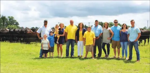  ?? SUBMITTED ?? The Larry Shook family of McRae is the 2017 White County Farm Family of the Year. Family members include Matt Shook, from left, with Archer Shook and Brayton Benton standing in front of him; Lauren Shook, holding Ellie Shook; Larry Shook; Belinda...