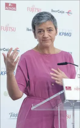  ?? DAVID GARCÍA ?? La comisaria de Competenci­a, Margrethe Vestager.