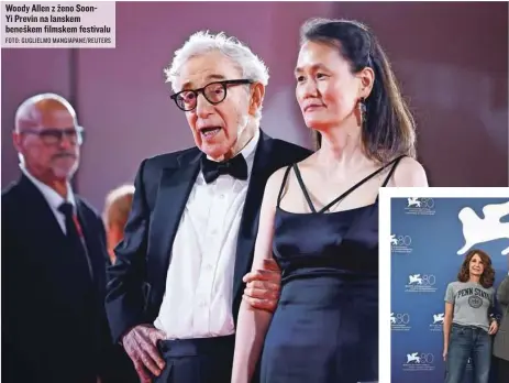  ?? FOTO: GUGLIELMO MANGIAPANE/REUTERS ?? Woody Allen z ženo SoonYi Previn na lanskem beneškem filmskem festivalu