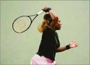  ?? Seth Wenig / Associated Press ?? Serena Williams practices at Arthur Ashe Stadium on Thursday before the start of the U.S. Open in New York.