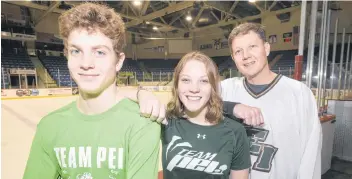  ?? JASON MALLOY/THE GUARDIAN ?? Kal White is the third member of his family to represent Prince Edward Island at the Canada Games. From left are Kal, Kaelyn and K.J.