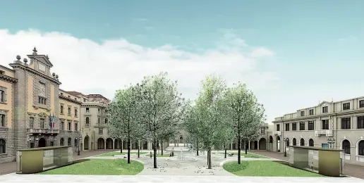  ??  ?? Rendering Il progetto definitivo di piazza Dante: prevista una nuova pavimentaz­ione in pietra, un ingresso circolare e le uscite vetrate per l’ex Diurno