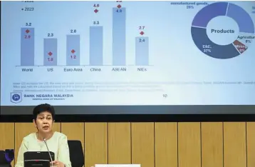  ?? ?? Clear direction: Nor Shamsiah at the second-quarter gross domestic product briefing.
She made it clear that the ‘grandfathe­r rule’ will not be extended to other individual­s.
