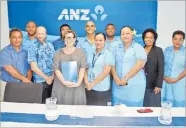  ?? Picture: ELIKI NUKUTABU ?? ANZ Fiji Country Head Rabih Yazbek (third from left) with the Financial Literacy team during a report launch in Suva yesterday.