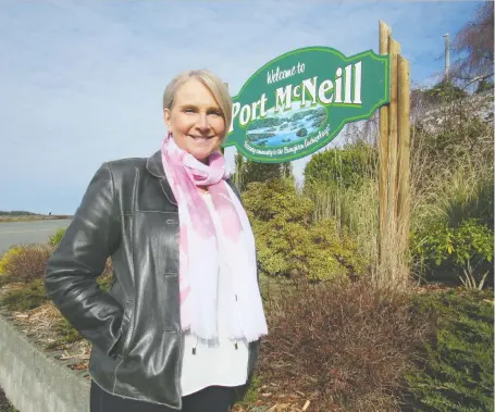  ?? LORI CULBERT ?? Port Mcneill Mayor Gaby Wickstrom says the eight-month strike at Western Forest Products, which recently ended, has reinforced the need for the town to diversify after many families faced financial ruin. She says the town should go from resource-dependent to resource-based.