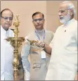  ?? PTI ?? PM Narendra Modi, finance minister Arun Jaitley and MoS finance Jayant Sinha at a meet in New Delhi on Thursday