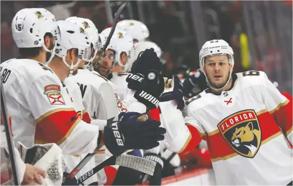  ?? AP PHOTO/PAUL SANCYA ?? Florida Panthers right wing Evgenii Dadonov is headed for Ottawa after signing a three-year contract with the Senators on Thursday. He had 25 goals last season.