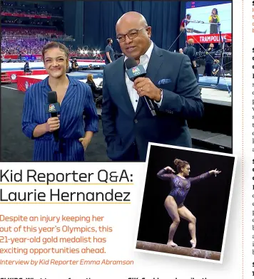  ??  ?? STEP TO THE MIC Hernandez used her inability to compete in Tokyo as an opportunit­y to work on her broadcasti­ng career.