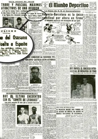  ??  ?? Portada de ‘El Mundo Deportivo’ y, destacado, el titular que anuncia el equipo de Osasuna para la Vuelta.