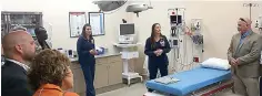  ??  ?? right
Rachel Bouchard, left, director of clinical services, and Heather
Biddy, chest pain, trauma and stroke program manager, explain
the role of the operating room, which is close to the emergency
services area.